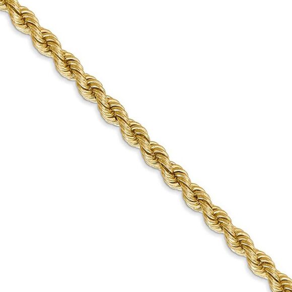 4mm, 14k Yellow Gold, Handmade Solid Rope Chain Necklace, 20 Inch - Picture 1 of 8